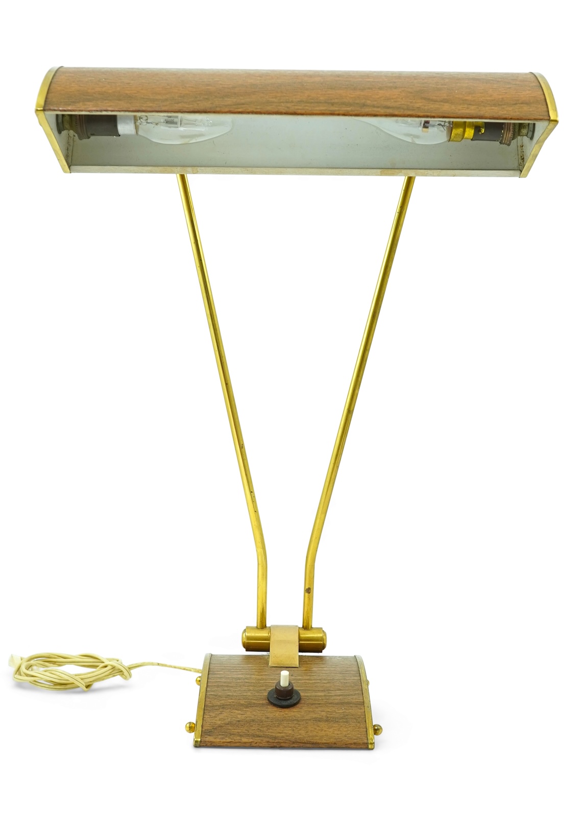 Eileen Gray (Irish, 1878-1976) for Jumo: A brass and wood veneer desk lamp